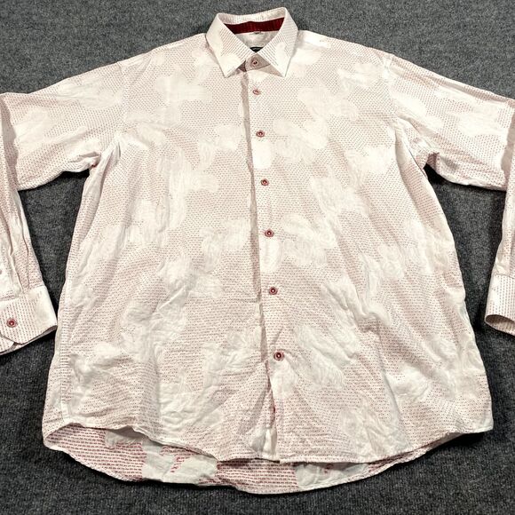 Visconti Uomo Mens XL Disco Button Shirt Paisley All Over Print 2 Ply Mercerized - Picture 3 of 8